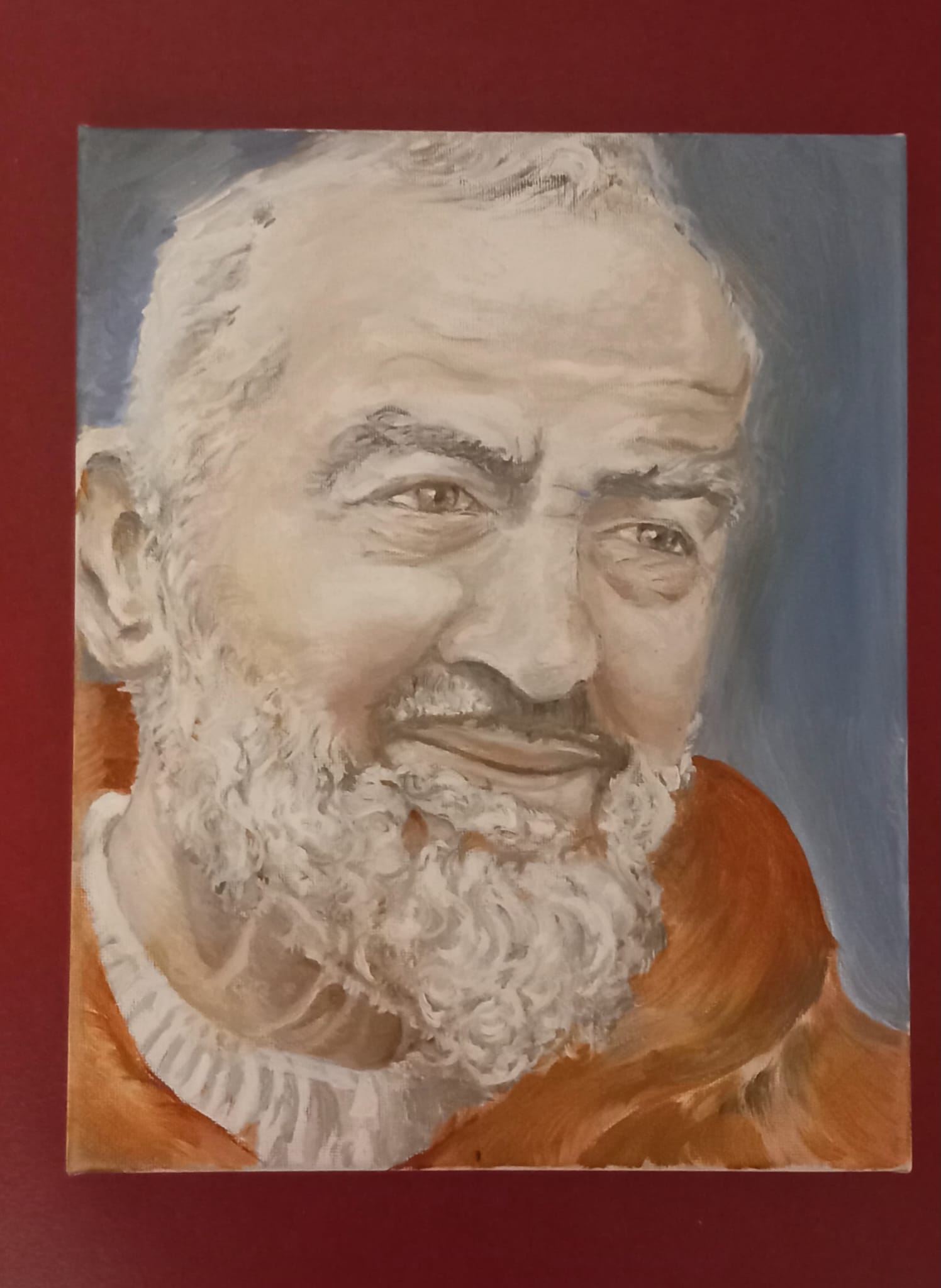 Ritratto del Santo Padre Pio, sanguigna e grafite, stile rinascimentale