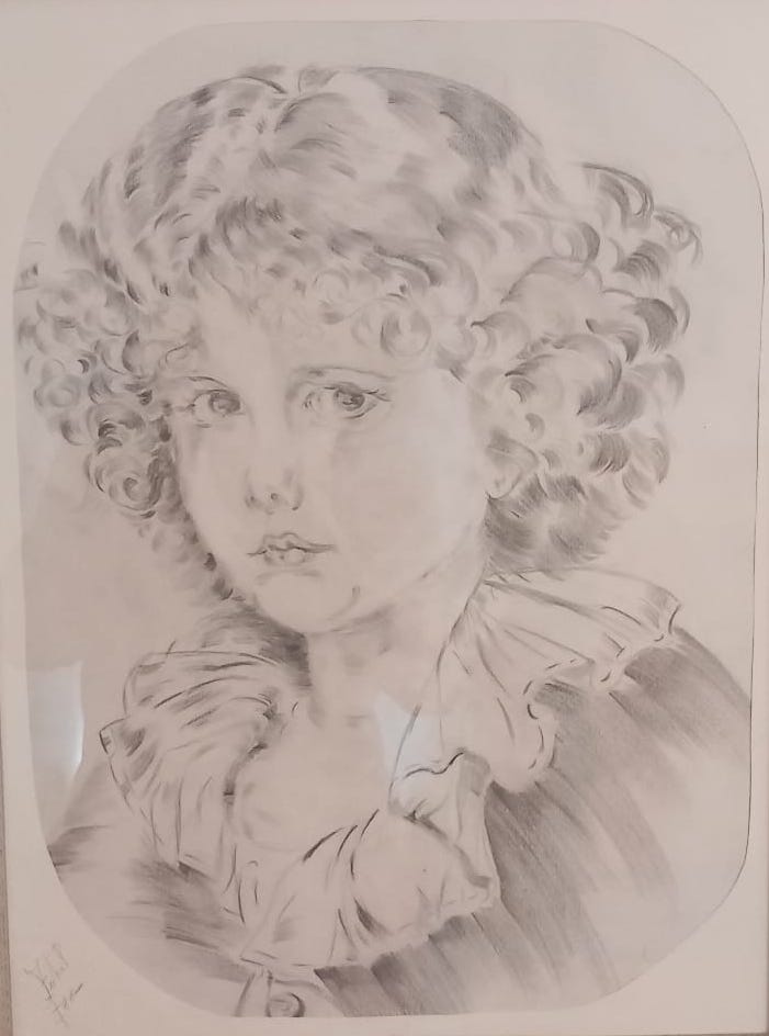 Ritratto del Piccolo Principe, sanguigna e grafite, stile illustrativo