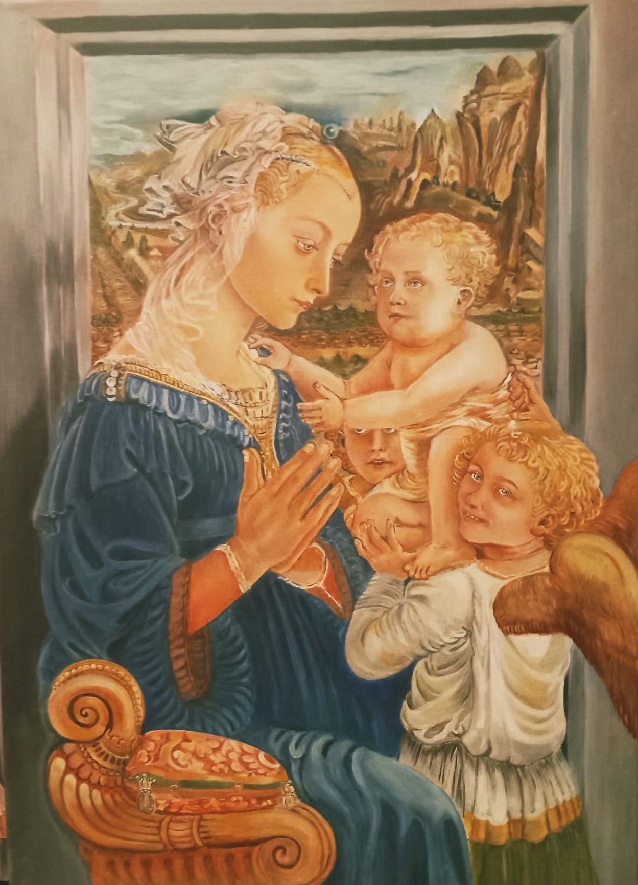 Ritratto di un giovane ragazzo, olio su tela, stile contemporaneo